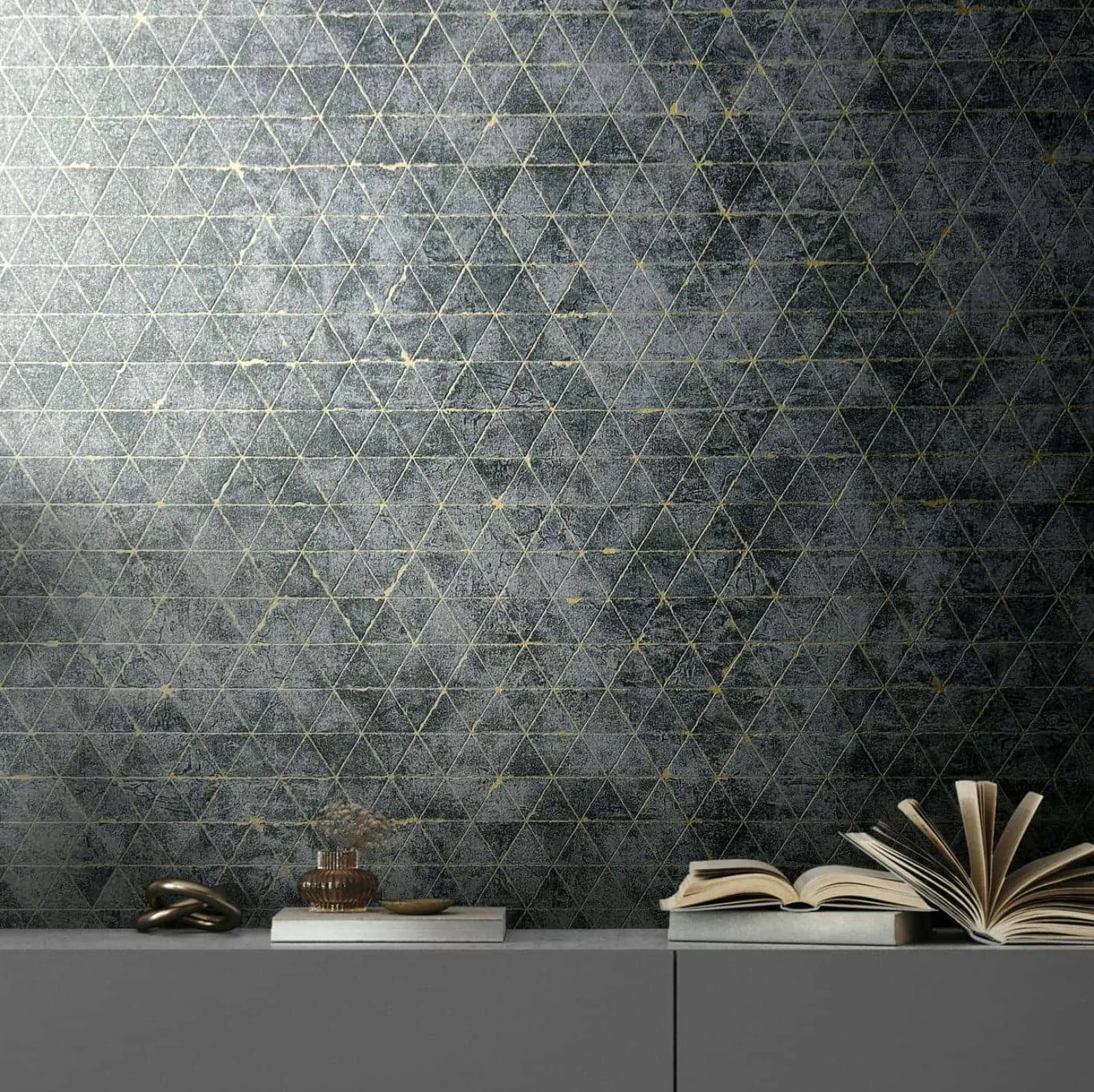 Vliestapete Geometrisch Anthrazit Gold Metallic 82425