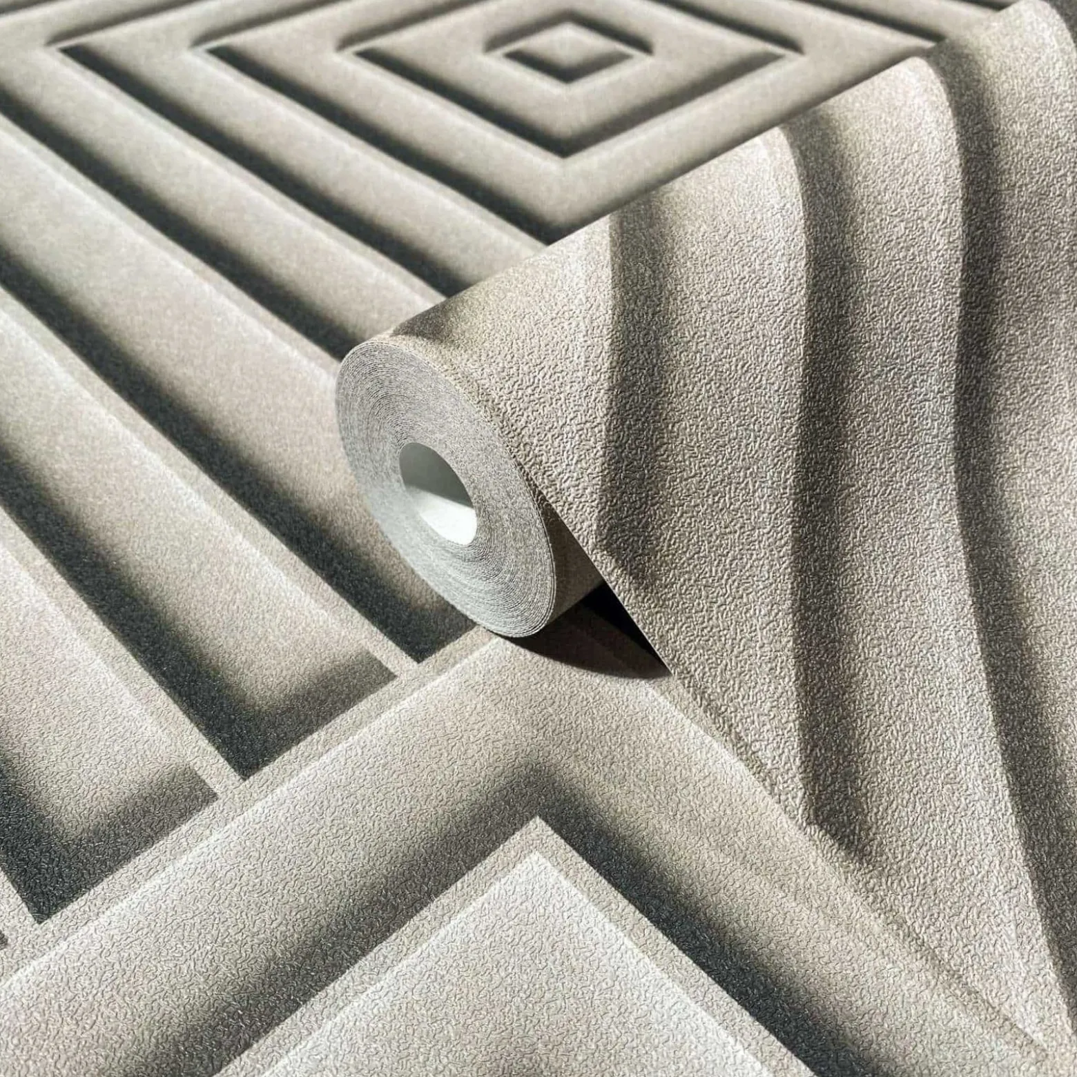 Vliestapete Geometrisch 3D Optik Raute Beige Grau 34484