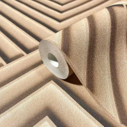 Vliestapete Geometrisch 3D Optik Raute Beige Braun 34483