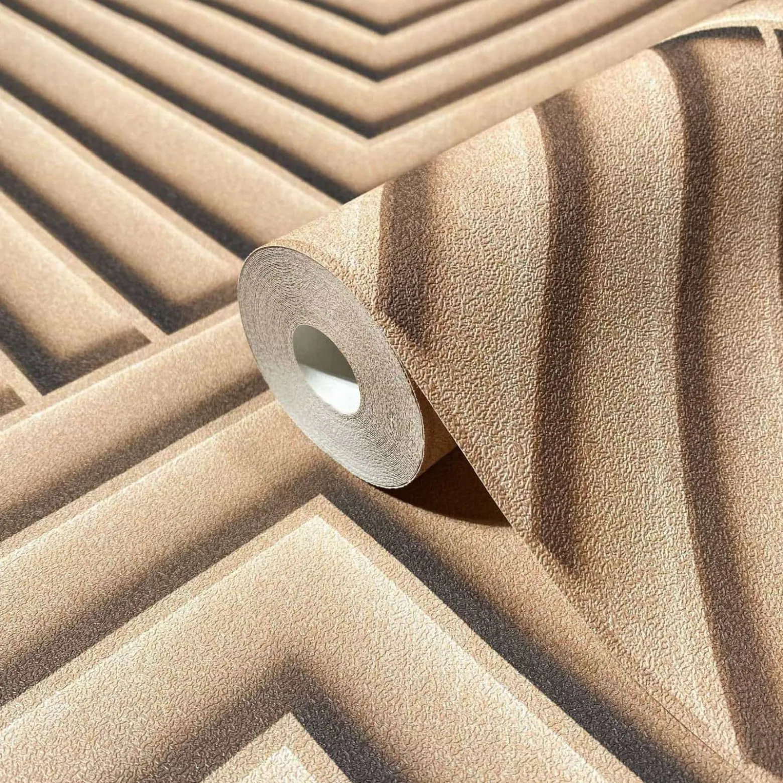 Vliestapete Geometrisch 3D Optik Raute Beige Braun 34483