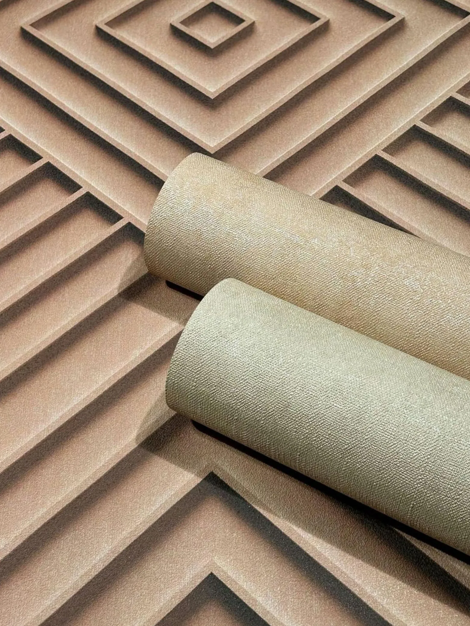 Vliestapete Geometrisch 3D Optik Raute Beige Braun 34483