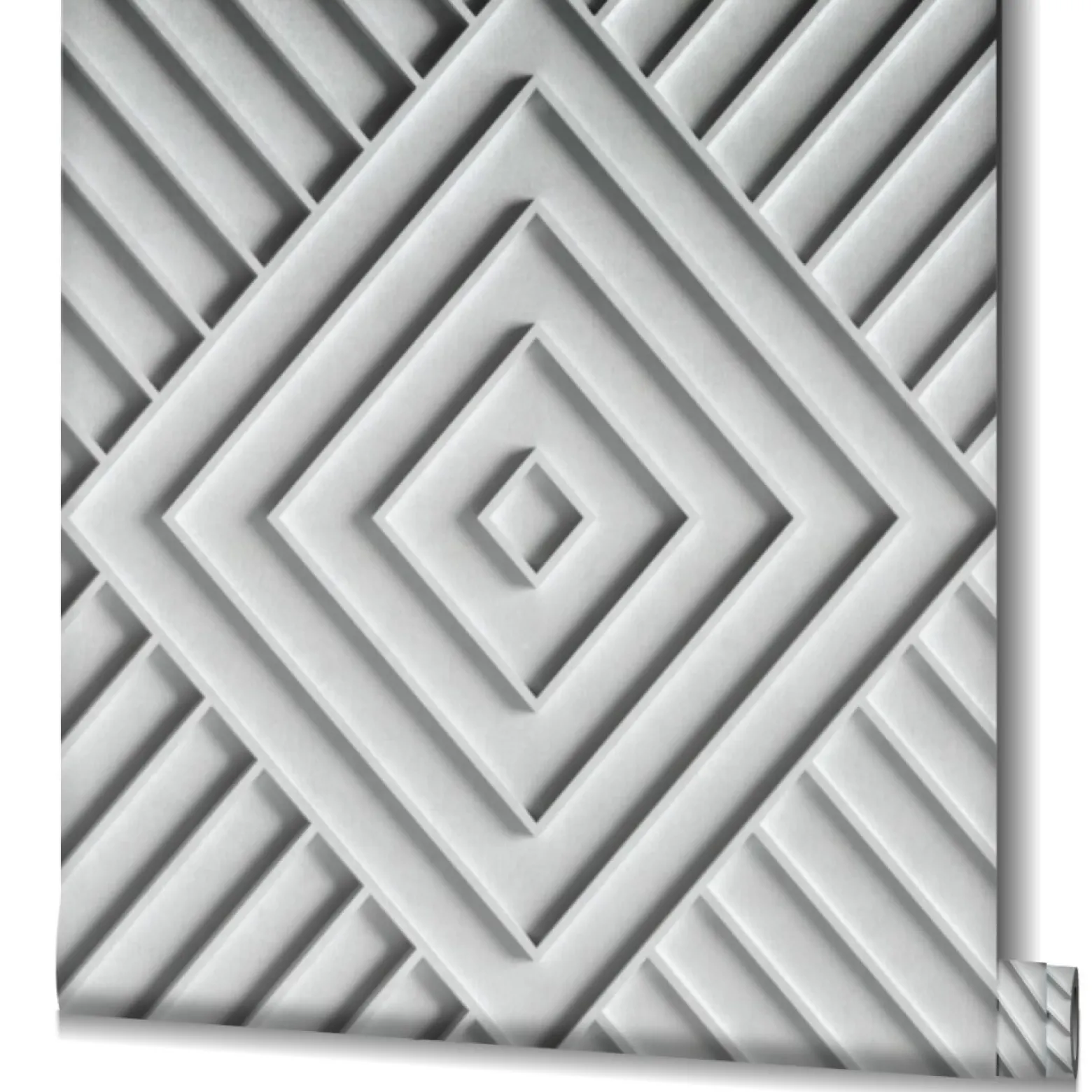 Vliestapete Geometrisch 3D Optik Raute Hellgrau 34481