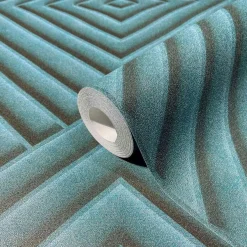 Vliestapete Geometrisch 3D Optik Raute Blau 34480
