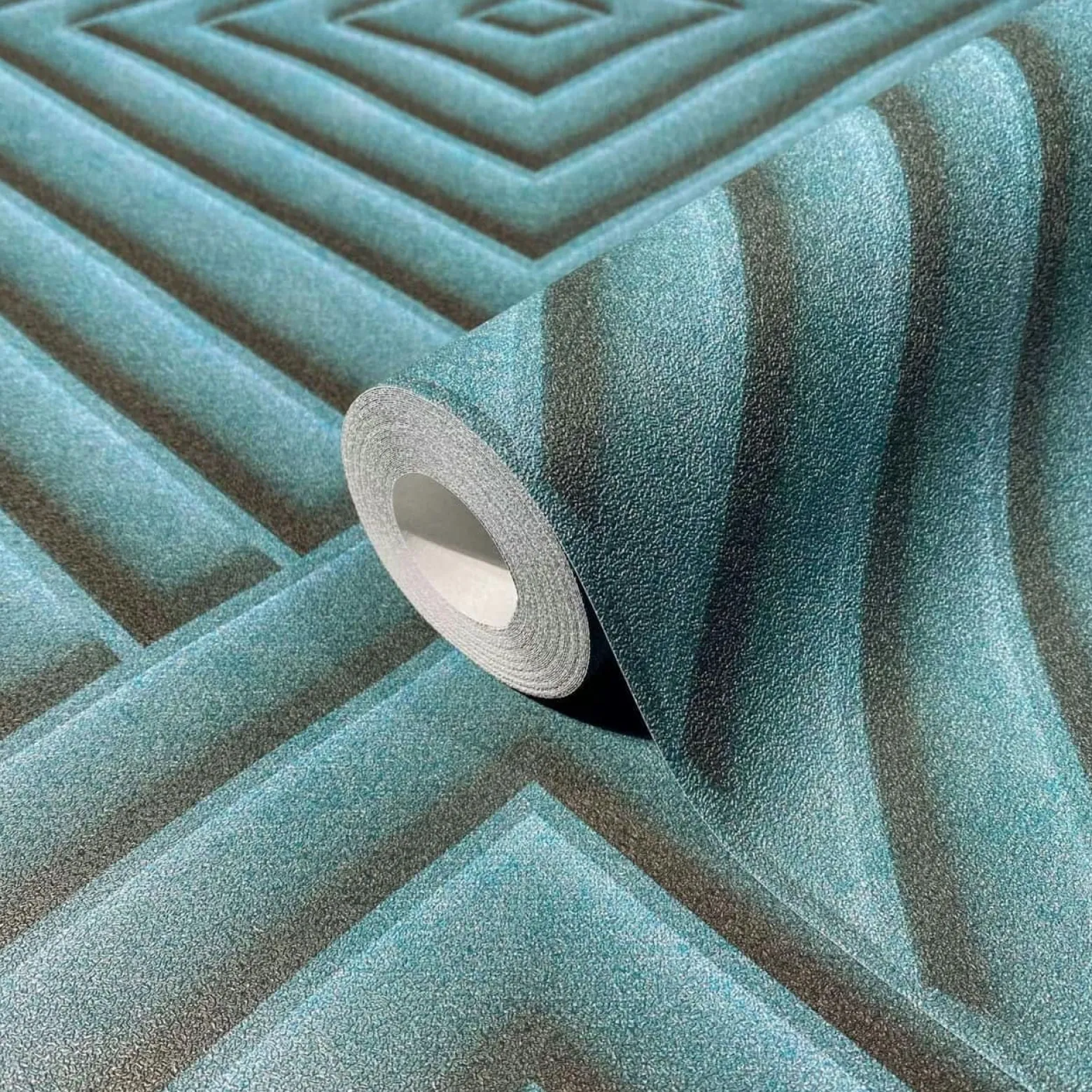 Vliestapete Geometrisch 3D Optik Raute Blau 34480