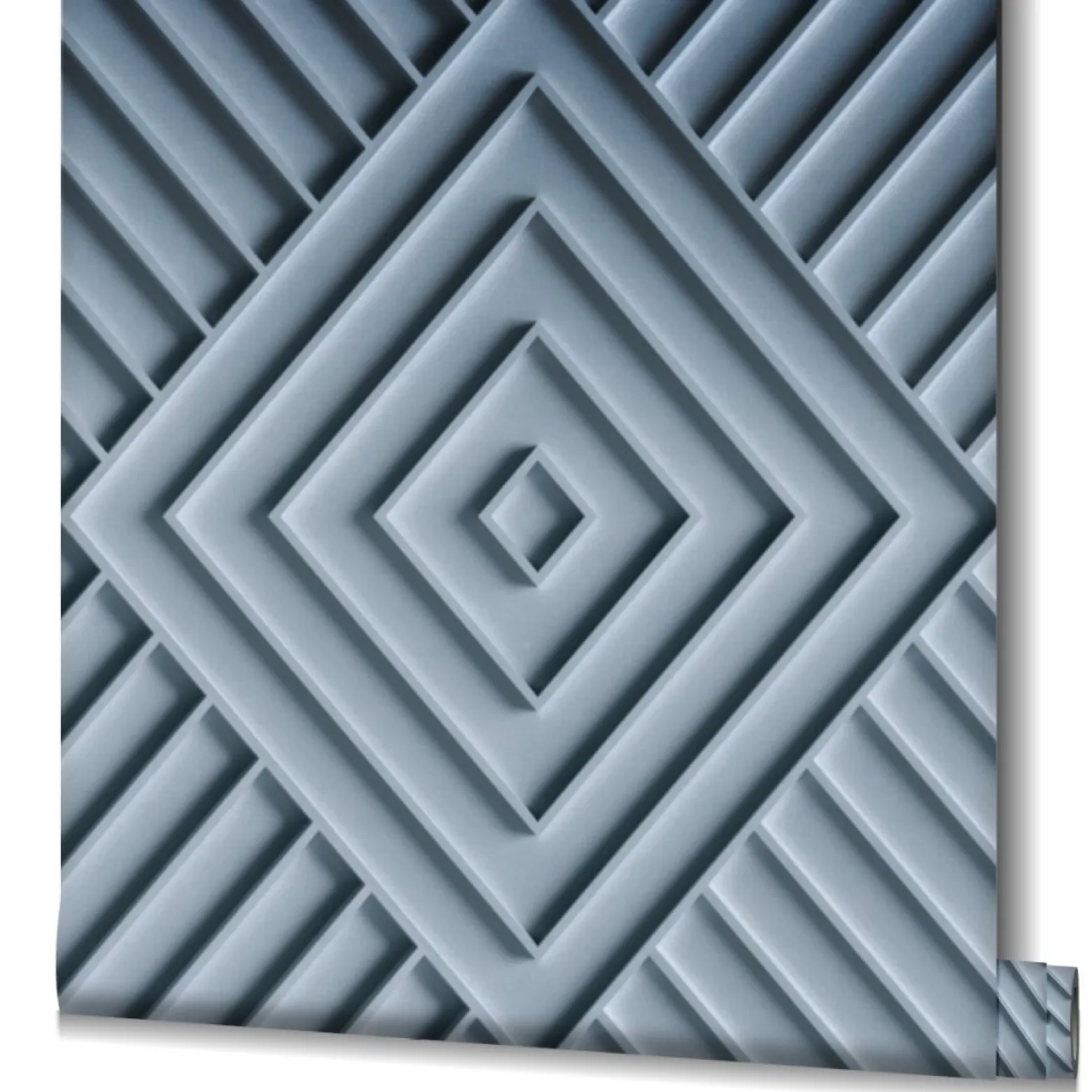 Vliestapete Geometrisch 3D Optik Raute Blau Grau 34482