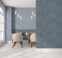Vliestapete Geometrisch 3D Optik Raute Blau Grau 34482