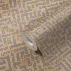Vliestapete Geometrisch Labyrinth hellbraun 38695-2