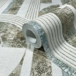 Vliestapete Geometrisch Linien Creme Beige Blau 81629