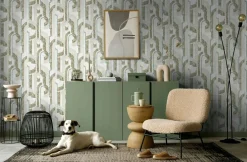 Vliestapete Geometrisch Linien Creme Beige Blau 81629