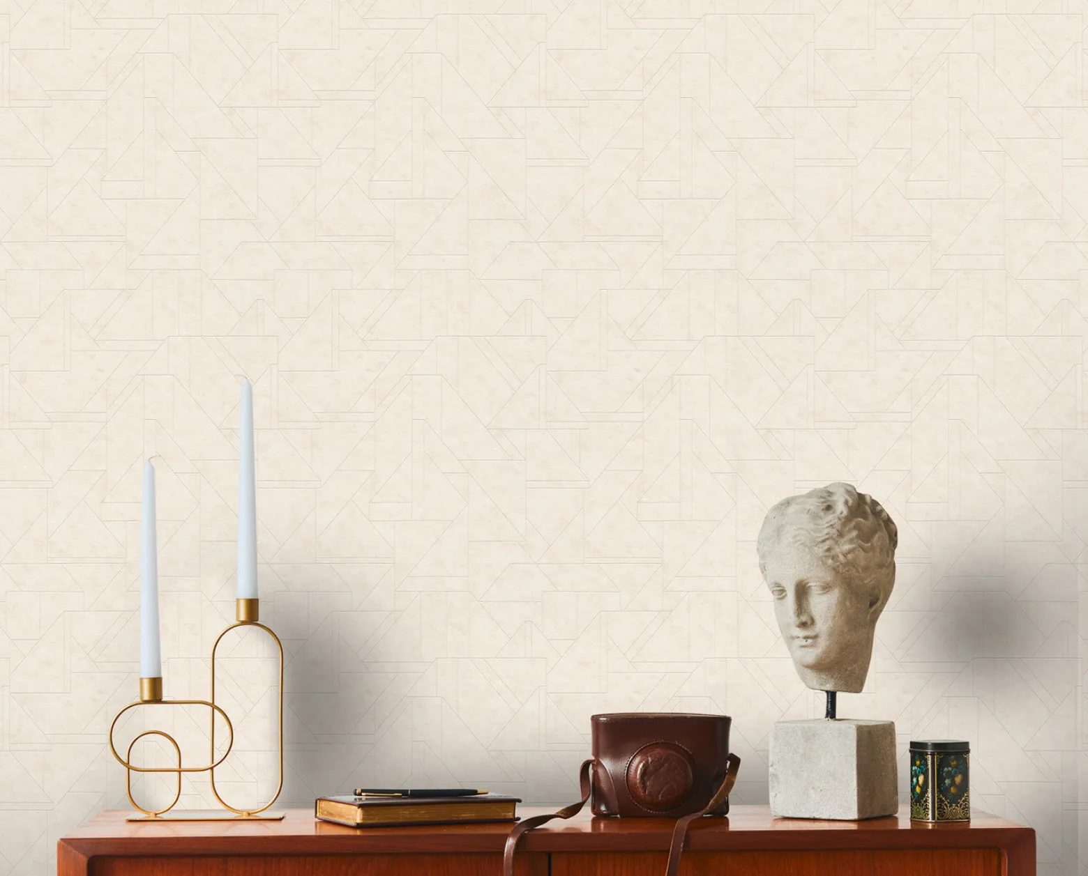 Vliestapete Geometrisch Metallic Creme Perlmutt 39118-2