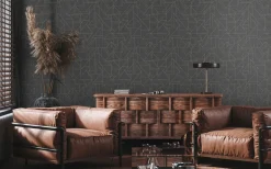 Vliestapete Geometrisch Schwarz Gold Metallic 39118-4