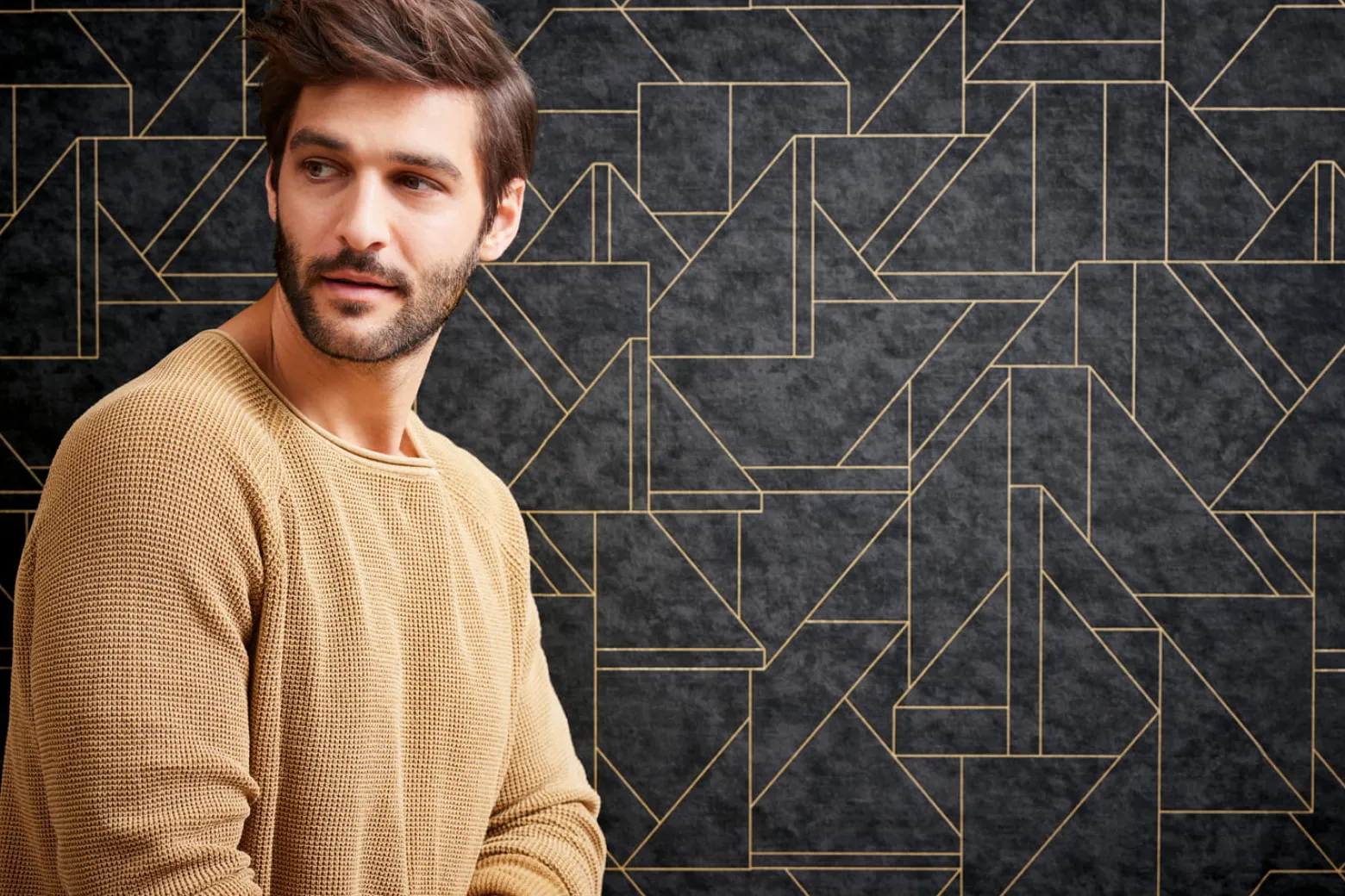 Vliestapete Geometrisch Schwarz Gold Metallic 39118-4