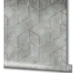 Vliestapete Geometrisch Streifen Grau Beige 81620