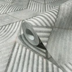 Vliestapete Geometrisch Streifen Grau Creme 81622