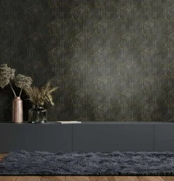 Vliestapete Geometrisch Streifen Grau Schwarz 81619
