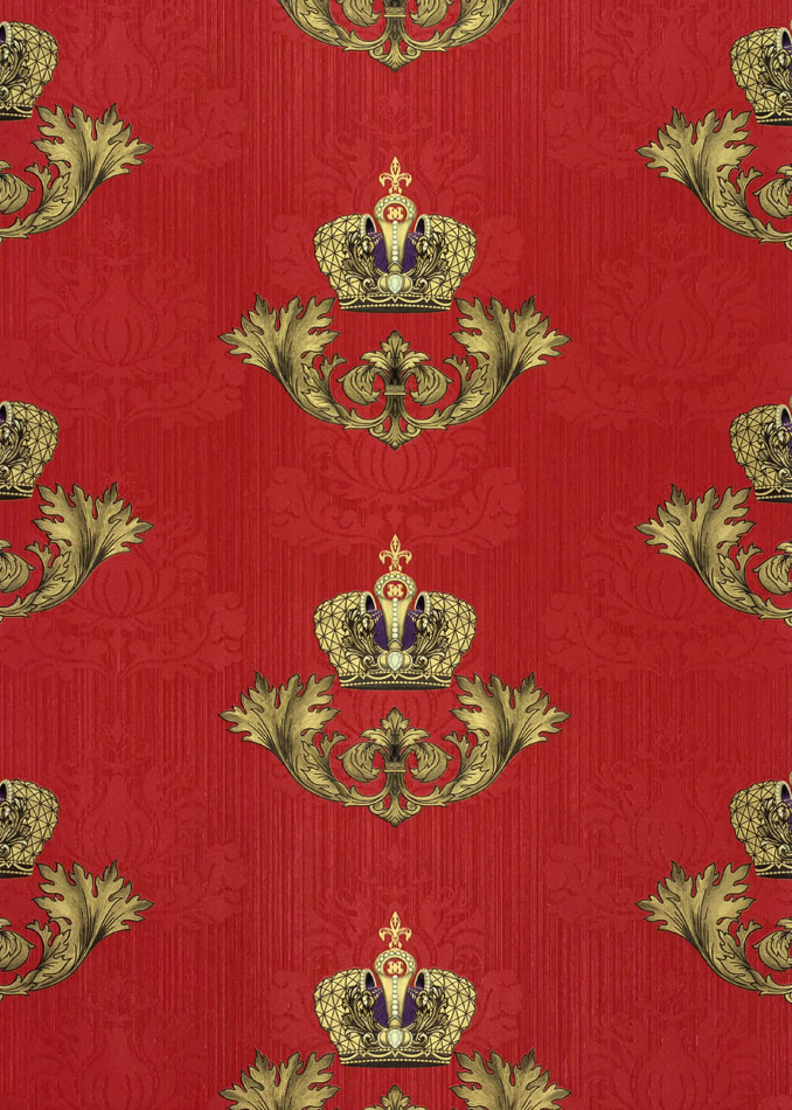 Vliestapete Glööckler Barock Krone rot Metallic 54856