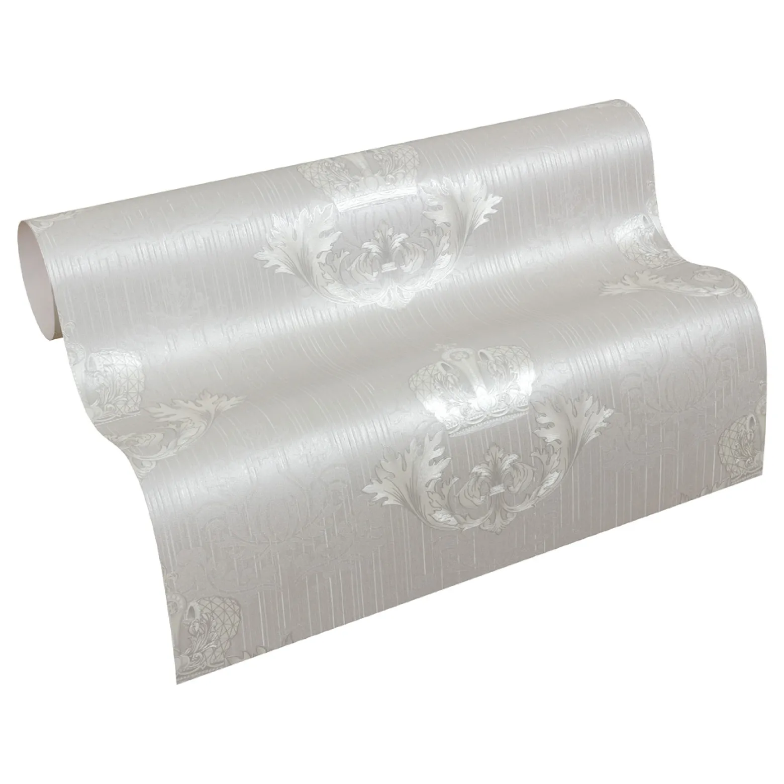 Vliestapete Glööckler Barock Krone hellgrau Metallic 54858