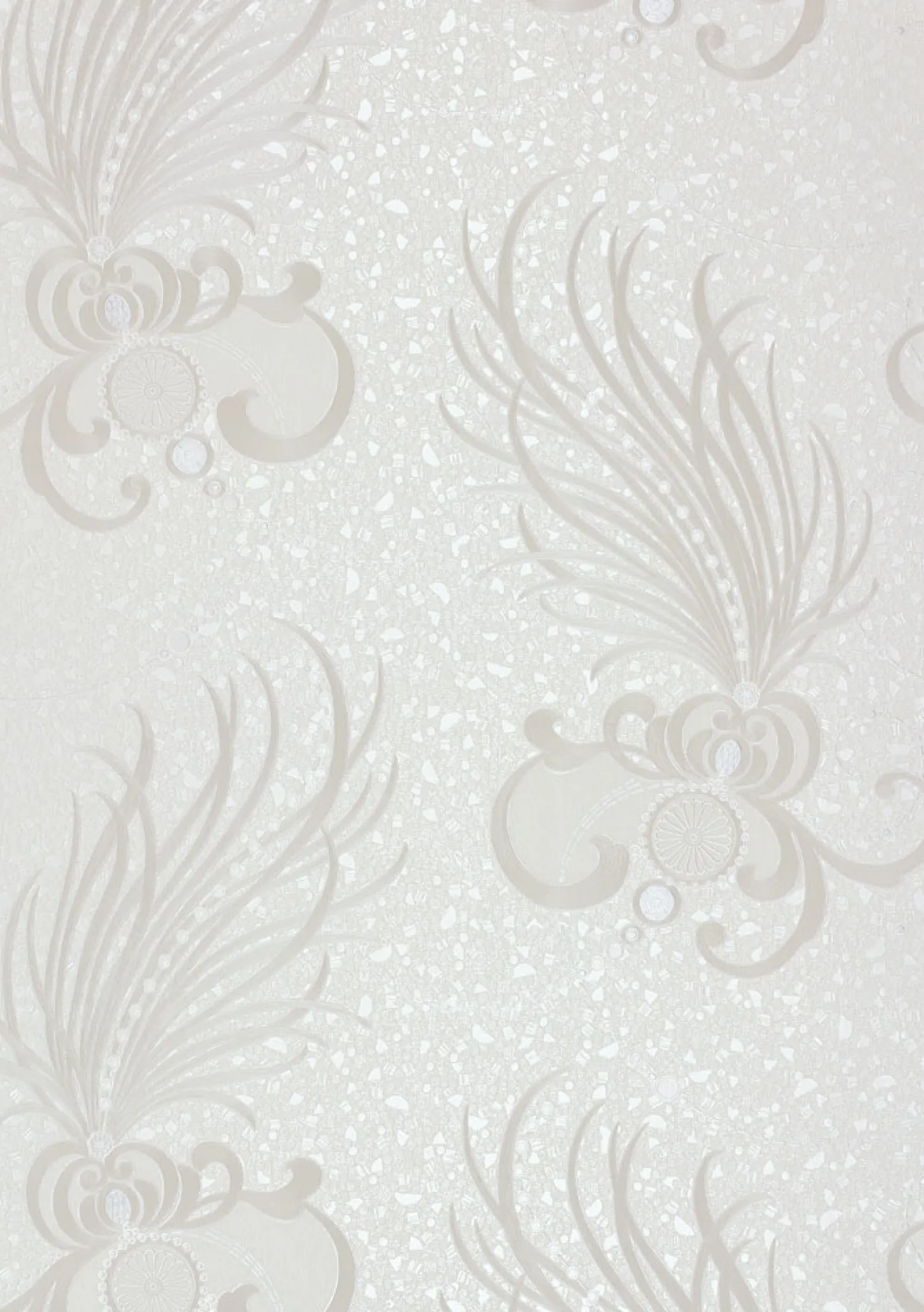 Vliestapete Glööckler Ornament Federn weiß Metallic 54847