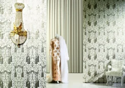Vliestapete Glööckler Vorhang weiß beige Metallic 52525