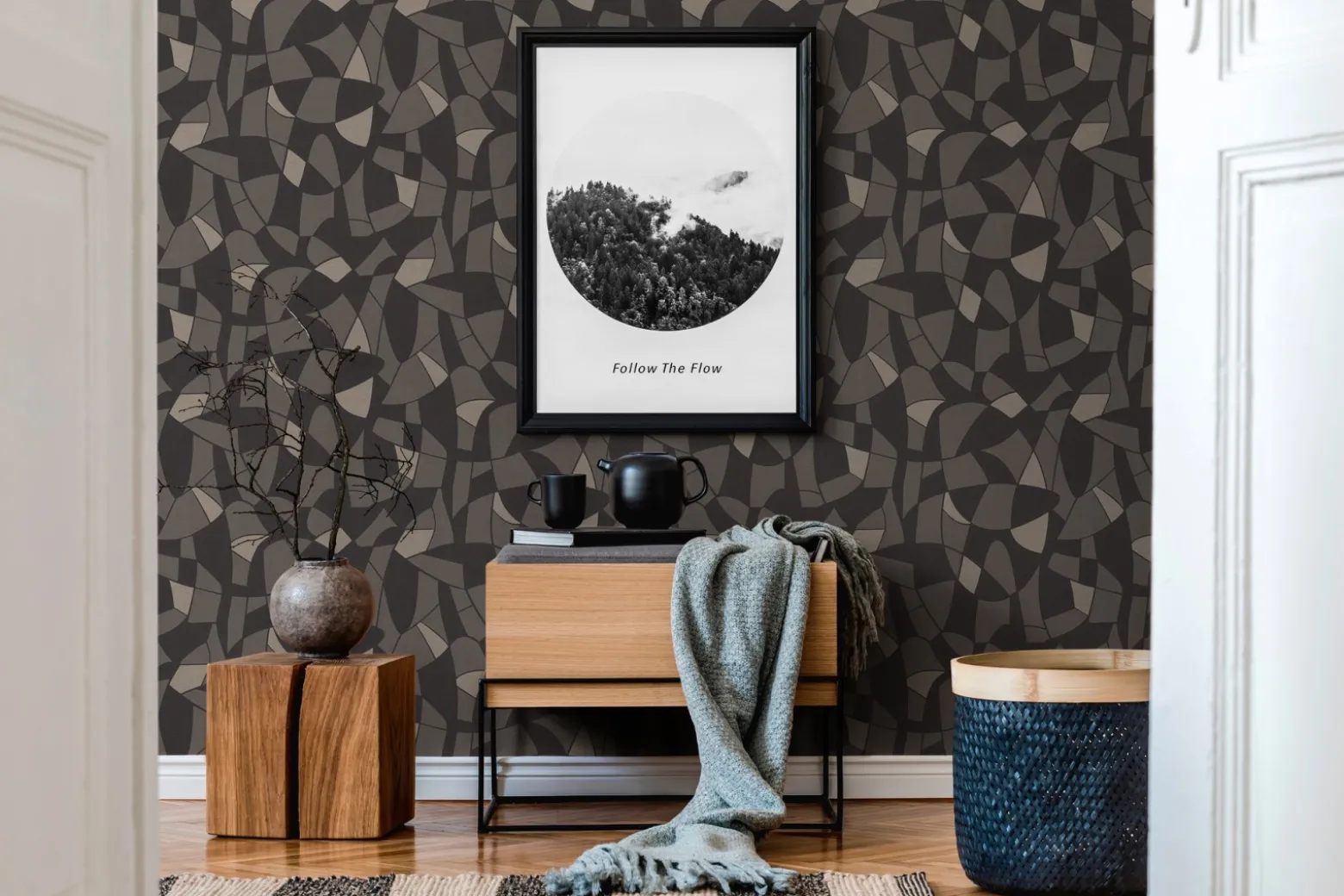 Vliestapete Grafik Abstrakt Schwarz Grau Beige 39093-4