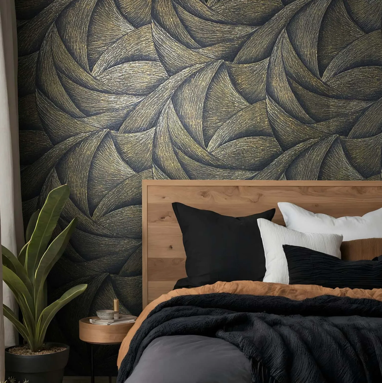 Vliestapete Grafik Abstrakt Schwarz Gold Metallic 35506