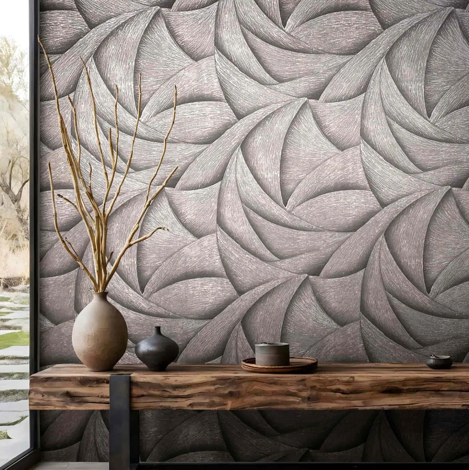 Vliestapete Grafik Abstrakt Grau Silber Metallic 35505