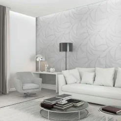 Vliestapete Grafik Abstrakt Weiß Silber Metallic 35503