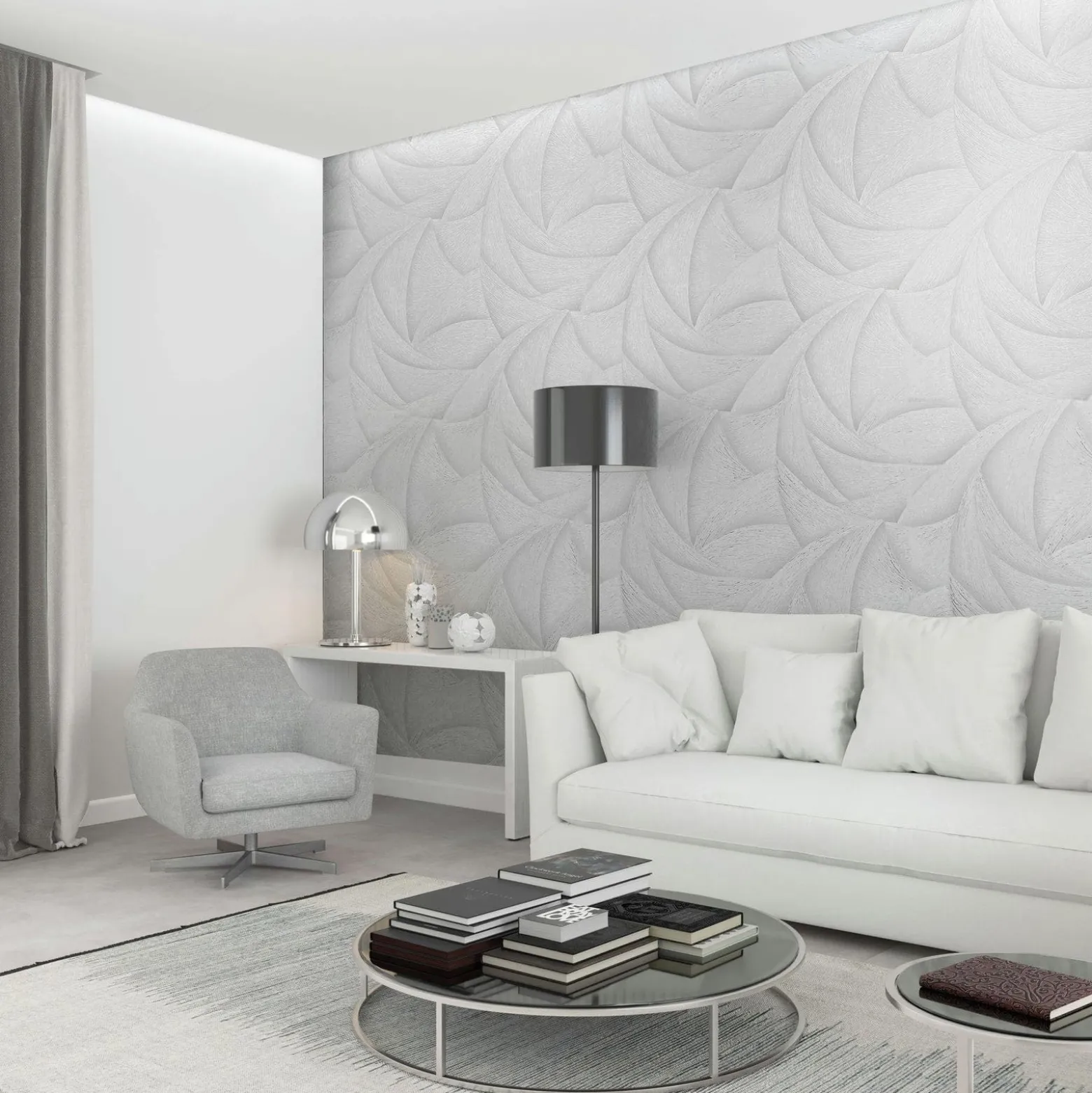 Vliestapete Grafik Abstrakt Weiß Silber Metallic 35503