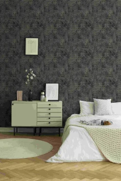 Vliestapete Grafik anthrazit schwarz gold Glanz 37424-6