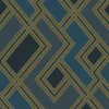 Vliestapete Grafik Art Deco Blau Gold Metallic 177502