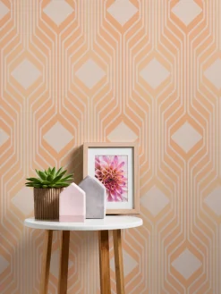 Vliestapete Grafik Art Deco Beige Orange 39532-3