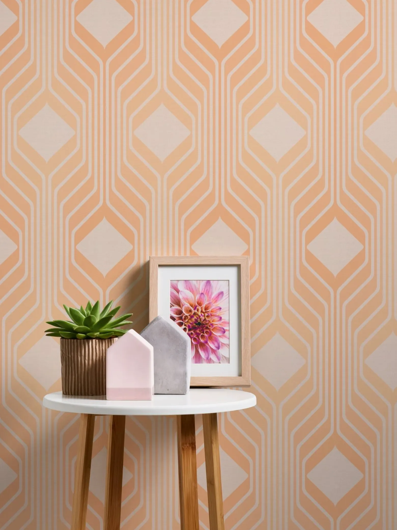 Vliestapete Grafik Art Deco Beige Orange 39532-3
