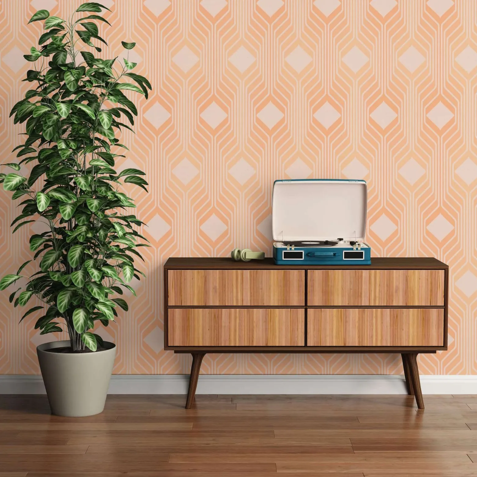 Vliestapete Grafik Art Deco Beige Orange 39532-3