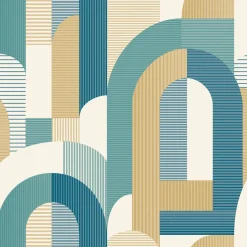 Vliestapete Grafik Bögen Weiß Blau Braun MN3612