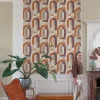 Vliestapete Grafik Bögen Weiß Beige Orange Rot MN3608