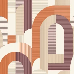 Vliestapete Grafik Bögen Weiß Beige Orange Rot MN3608