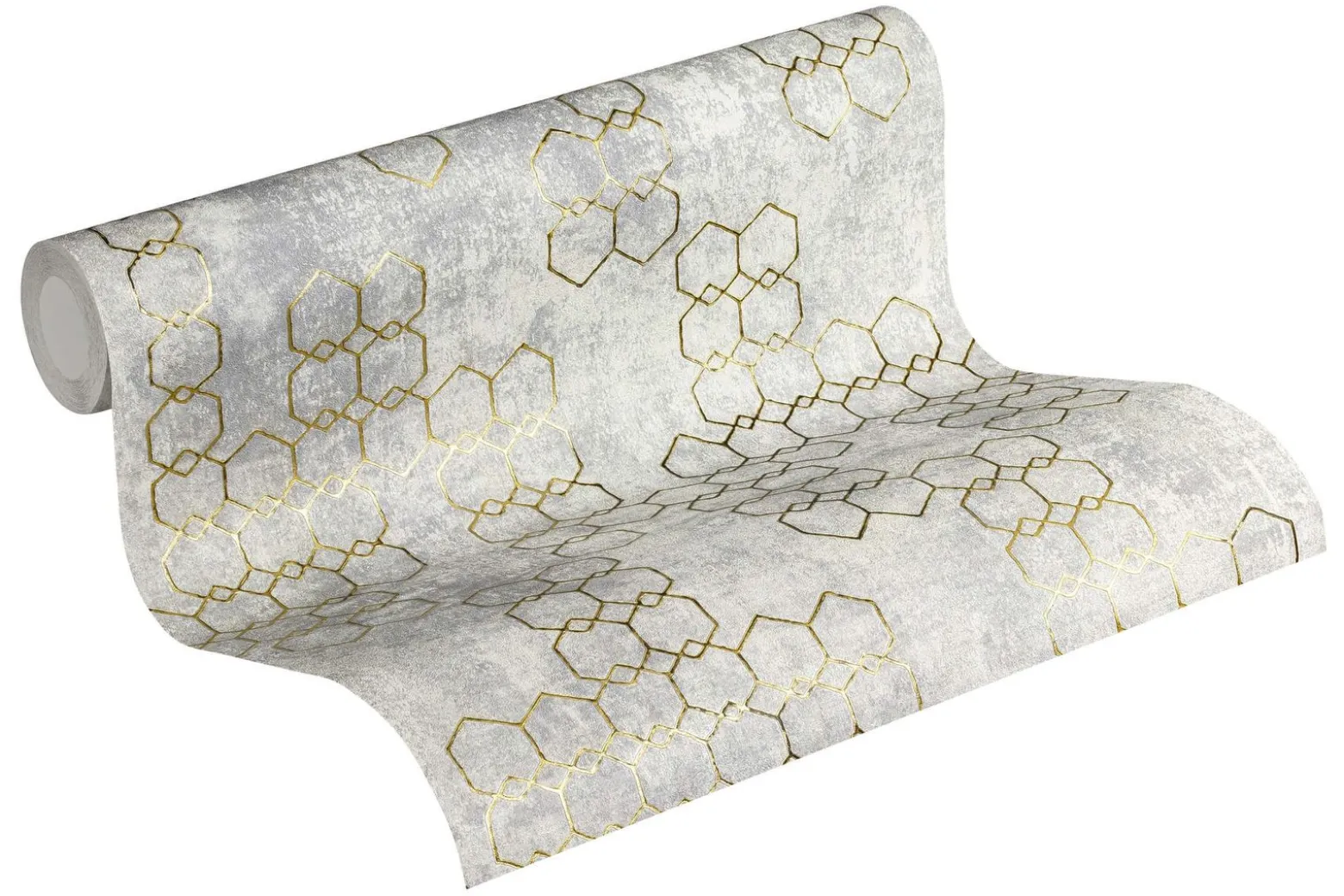 Vliestapete Grafik cremegrau gold Glanz 37424-4