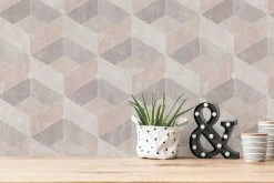 Vliestapete Grafik 3D-Optik beige rosa grau 38202-1