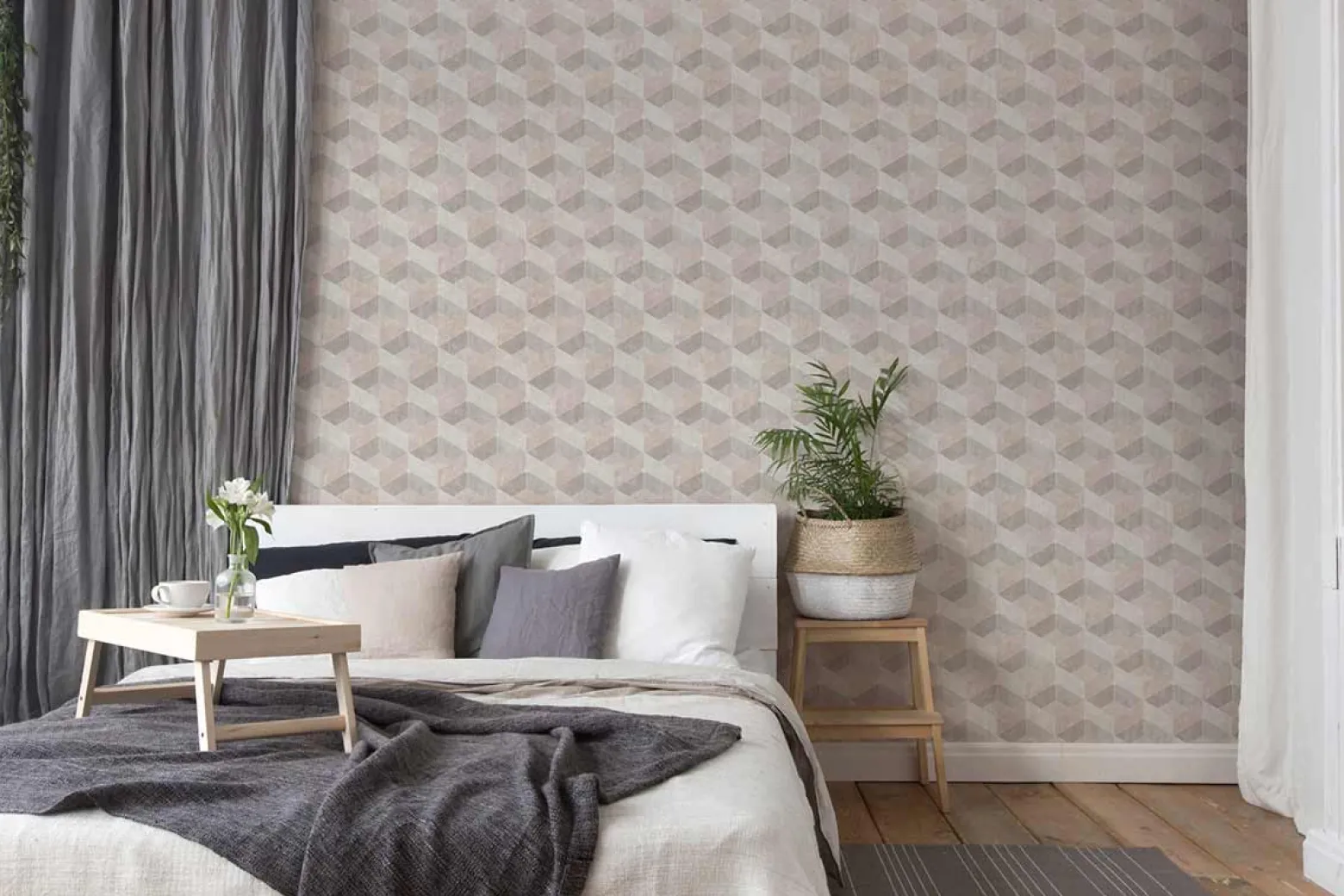 Vliestapete Grafik 3D-Optik beige rosa grau 38202-1