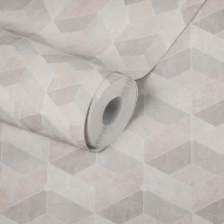 Vliestapete Grafik 3D-Optik beige rosa grau 38202-1