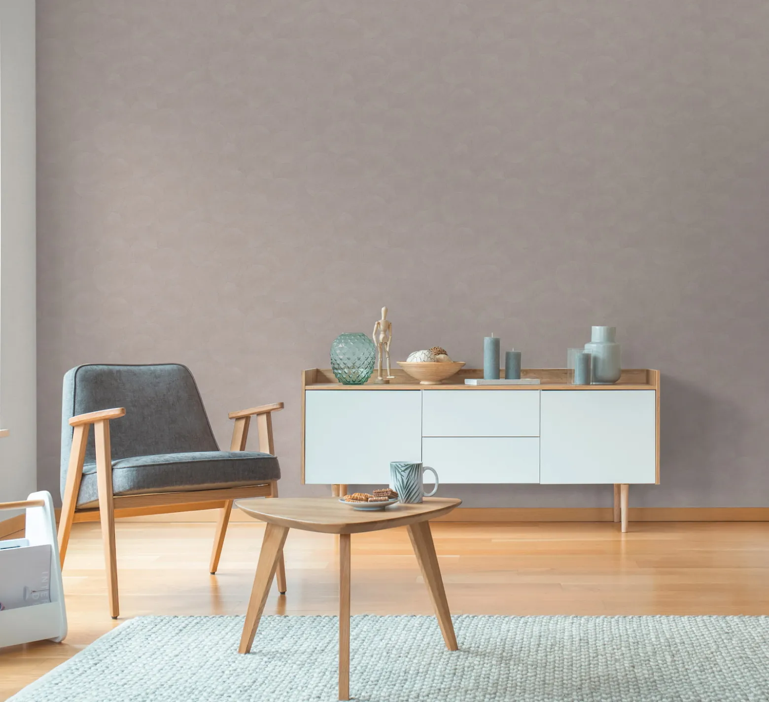 Vliestapete Grafik Kreise Beige Silber Metallic 79093-5