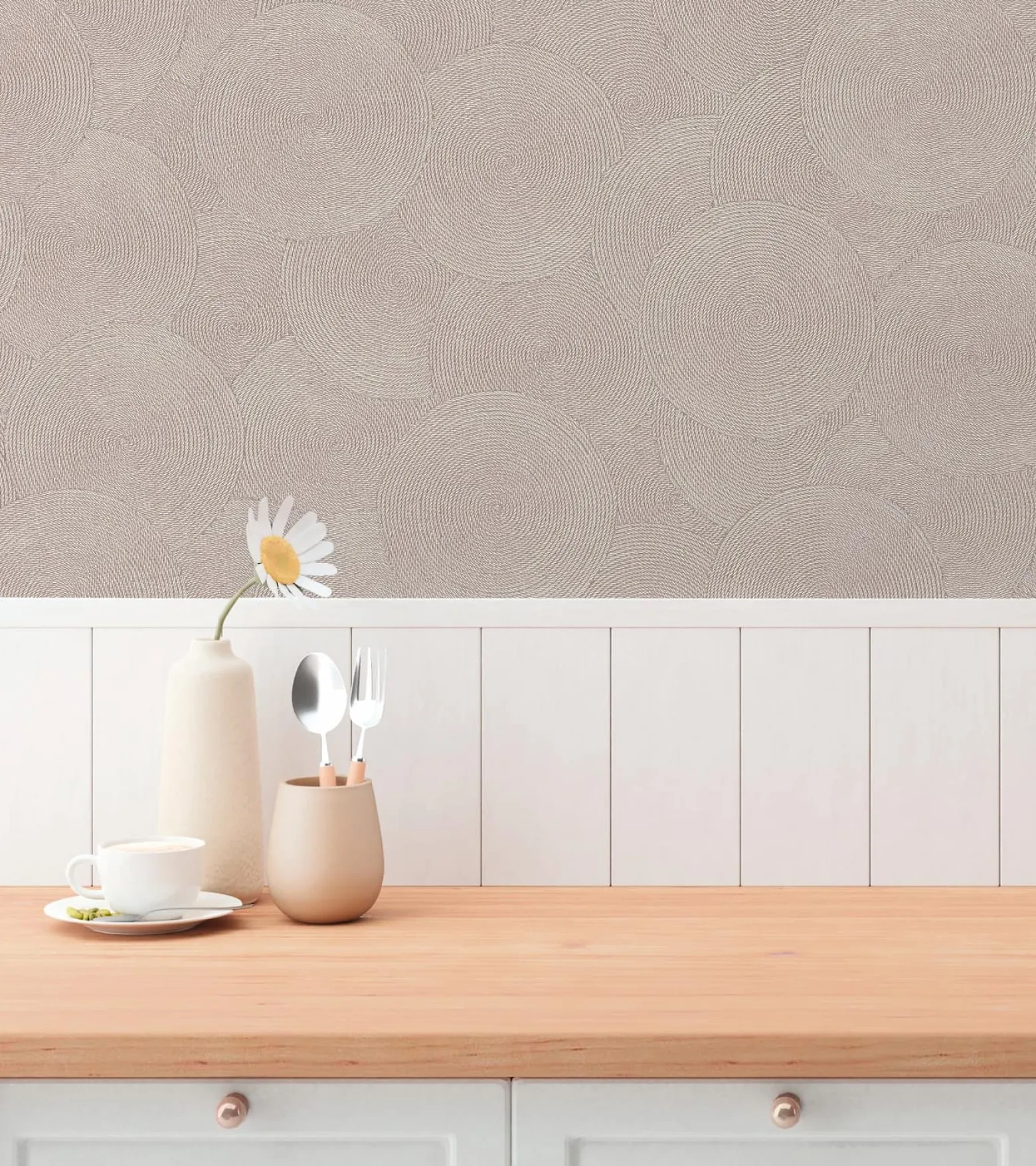 Vliestapete Grafik Kreise Beige Silber Metallic 79093-5