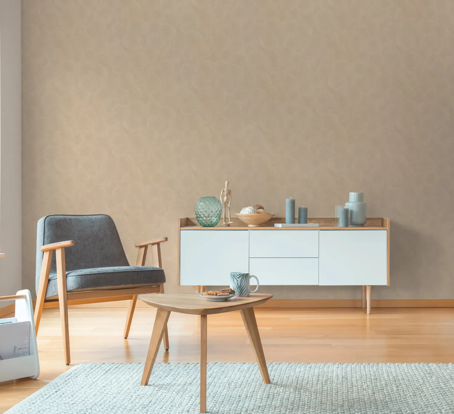 Vliestapete Grafik Kreise Beige Gold Metallic 79093-4