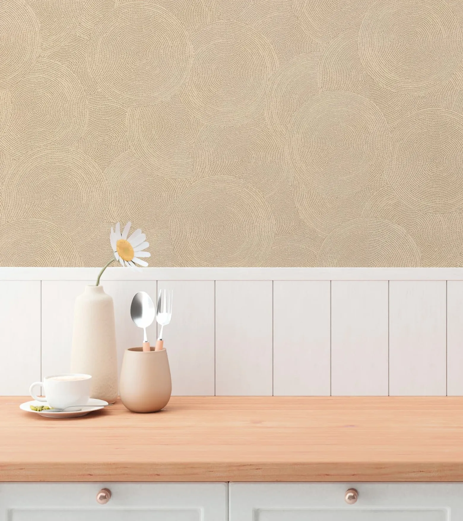 Vliestapete Grafik Kreise Beige Gold Metallic 79093-4