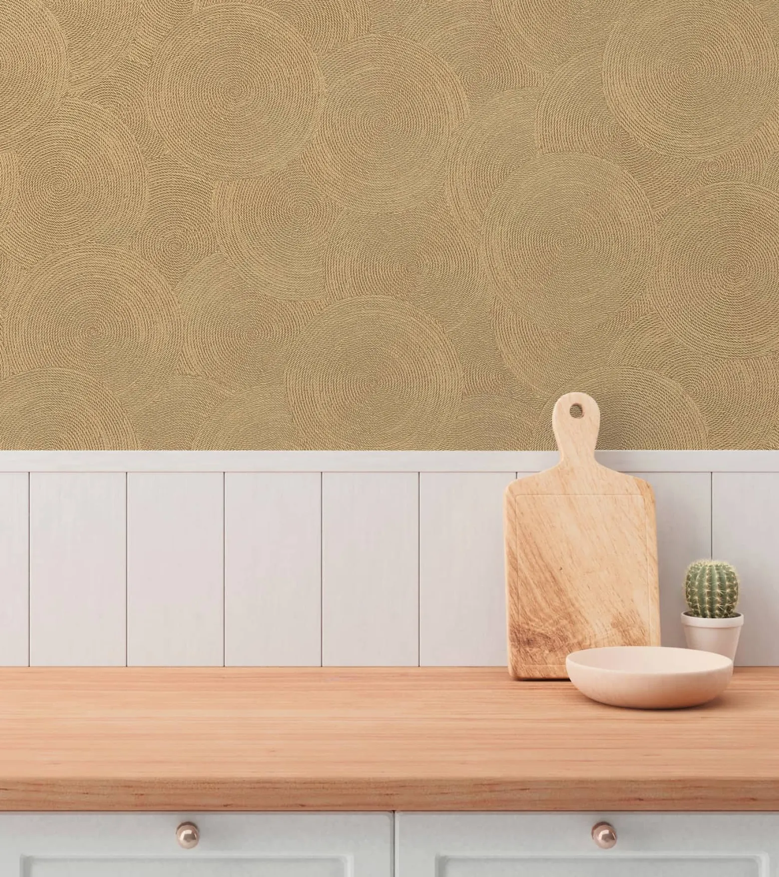 Vliestapete Grafik Kreise Braun Gold Metallic 79093-3