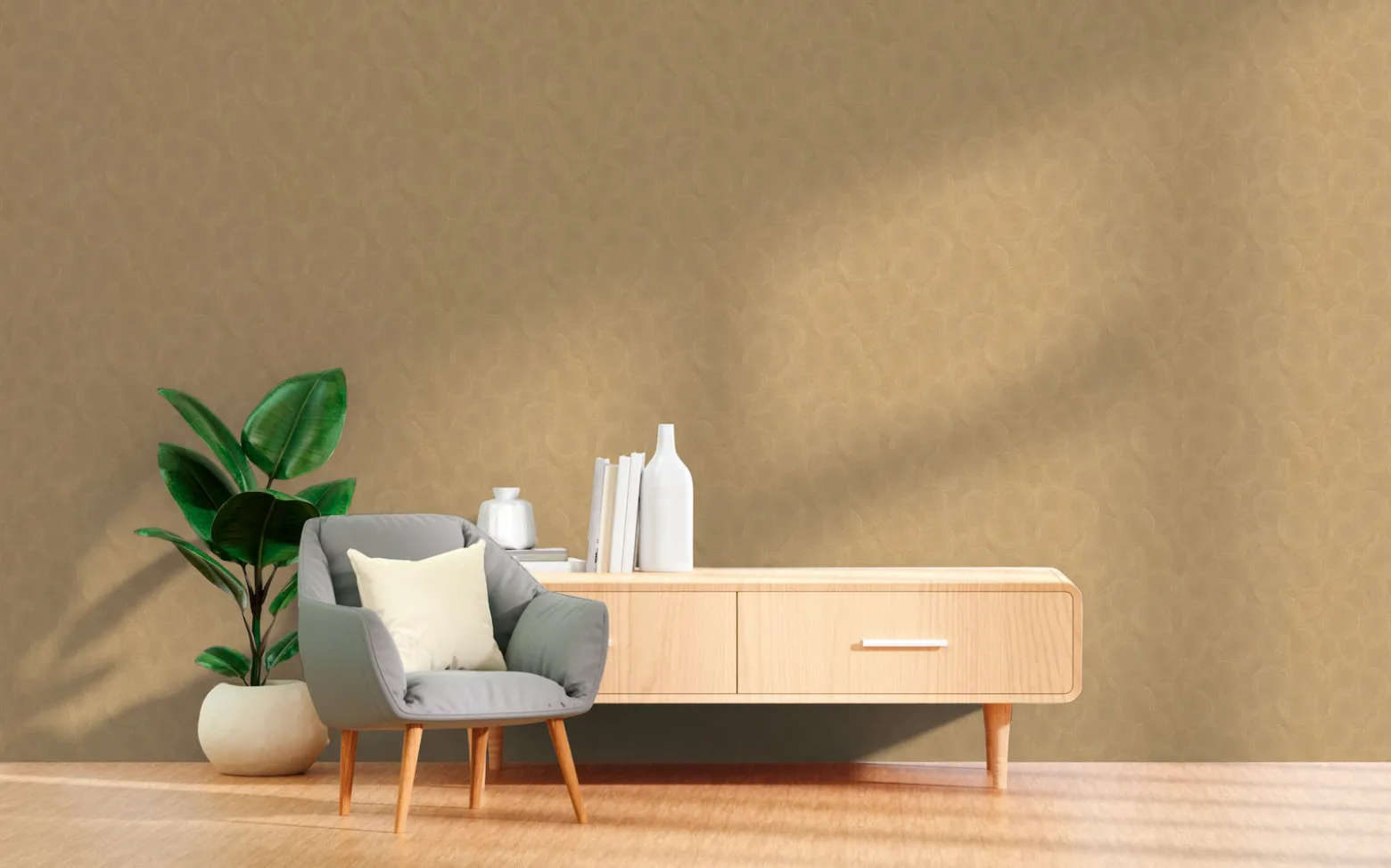Vliestapete Grafik Kreise Braun Gold Metallic 79093-3