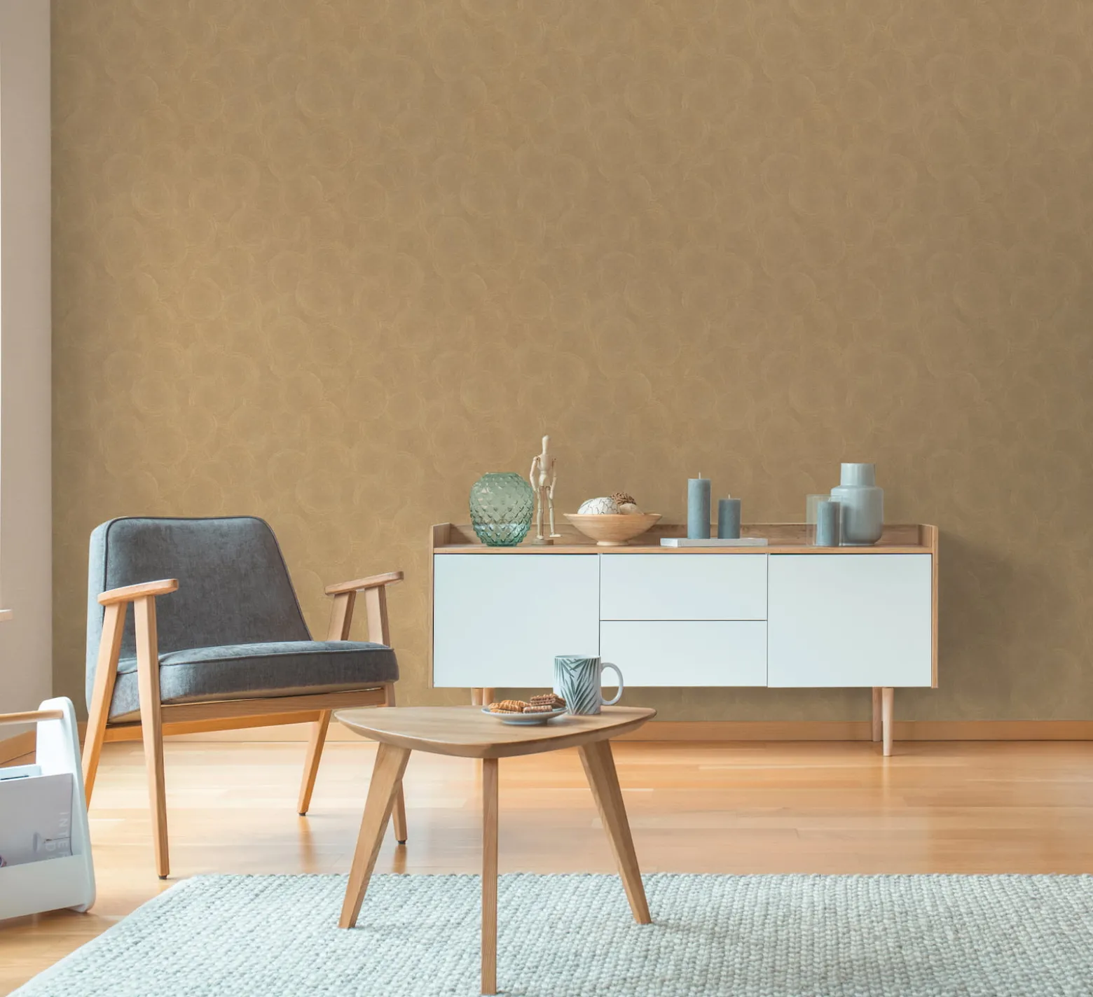Vliestapete Grafik Kreise Braun Gold Metallic 79093-3
