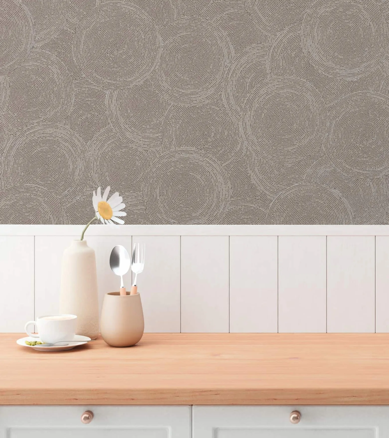 Vliestapete Grafik Kreise Braun Silber Metallic 79093-2