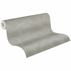 Vliestapete Grafik Kreise Grau Gold Metallic 79093-1