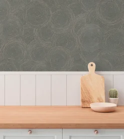 Vliestapete Grafik Kreise Grau Gold Metallic 79093-1